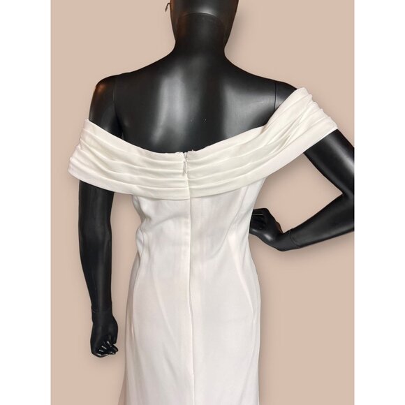 Side Ruched Off Shoulder Wedding Gown - Picture 5 of 6